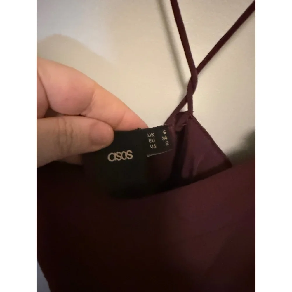 ASOS Plum Burgundy Spaghetti Strap Criss Cross Back Jumpsuit Size‎ US 2